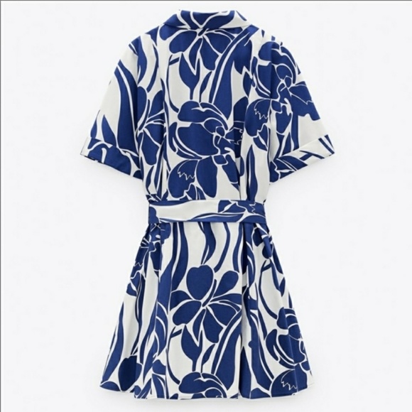 Zara Dresses & Skirts - Zara Printed Shirt Dress in Ecru - XS NWT